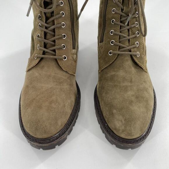 Lucky Brand‎ Idara Womens Ankle Combat Boots Army Green Suede Side Zip Sz 8.5 - Picture 7 of 9